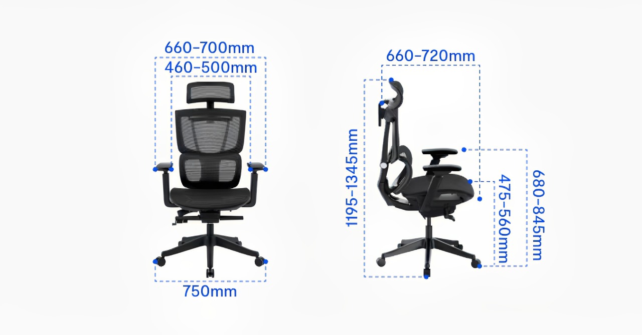 オフィスチェアC7 Airのサイズ詳細
